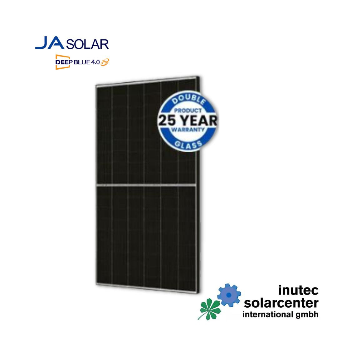 JA Solar 455 Wp I N-Typ I bifaziales Doppelglas Solarmodul LB MC4 | schwarzer Rahmen